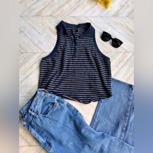 BDG STRIPED COLLARED CROP TOP | SIZE L​​